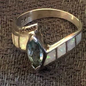 Blue Topaz & Opal Ring